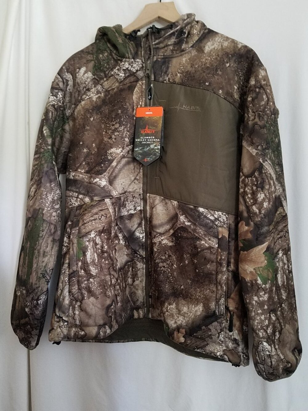 HABIT Slumber Valley Men’s Sherpa Jacket Hooded Camo Size Large NEW